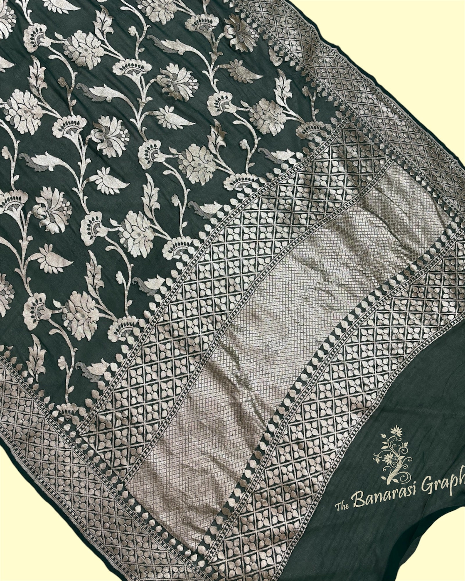 Khaddi Georgette Water Zari - All Over Jaal Work Pure Banarasi Saree