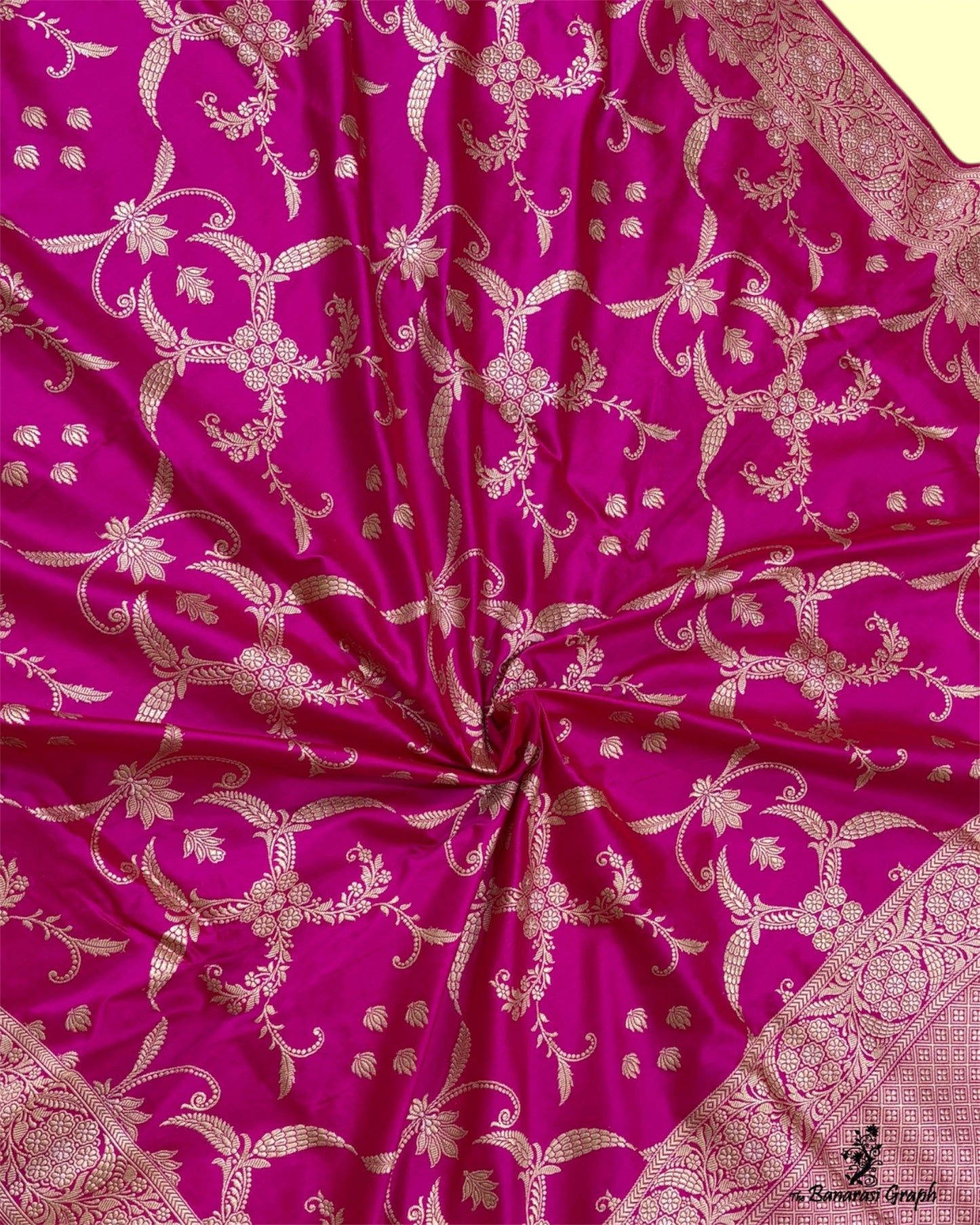 Shine Pink Pure Katan Handloom Kadhua Silk - All Over Jaal Work Banarasi Saree