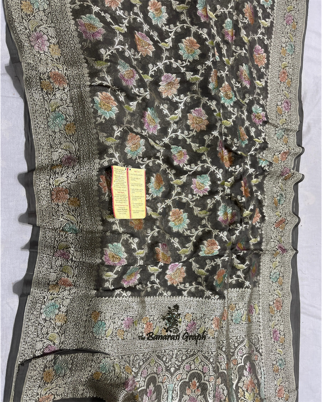 Khaddi Georgette Water Zari with Handbrush Meenakari - Pure Banarasi Saree