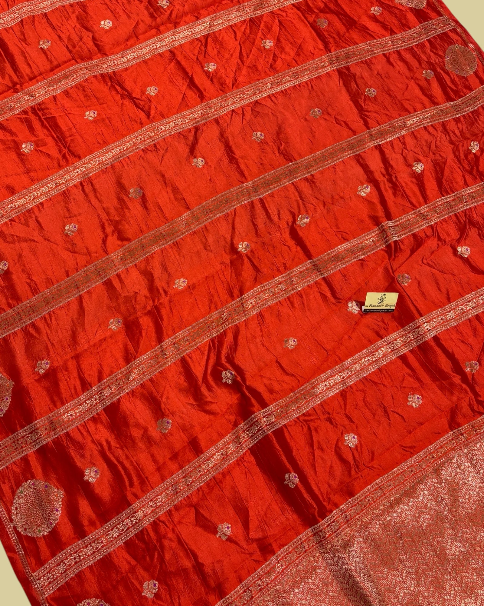Orange Pure Raw Mango Kadhua Silk - Banarasi Saree