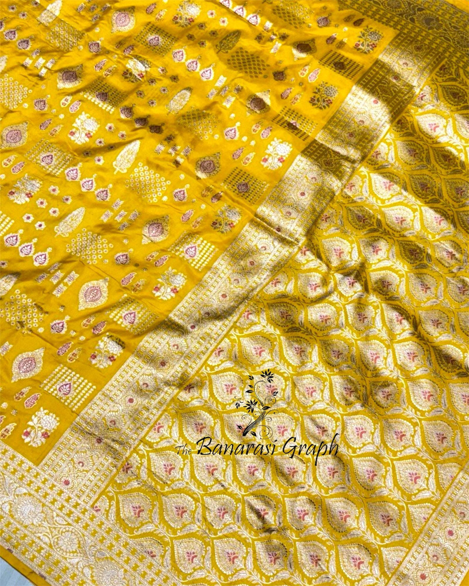 Pure Katan Handloom Silk - Jaal Work with Meenakari Banarasi Saree