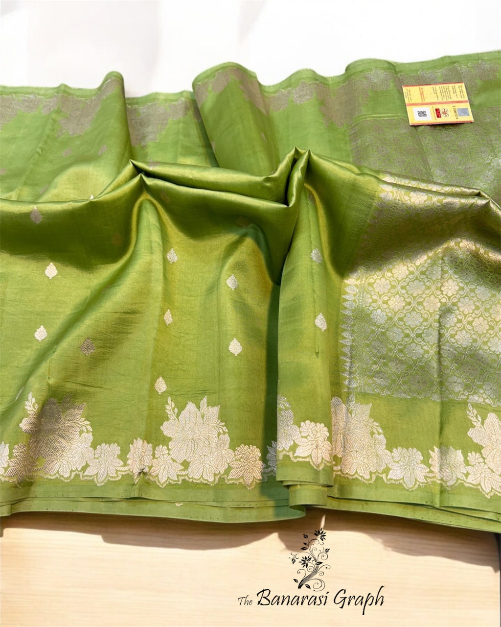 Pista Pure Raw Mango Kadhua Handloom Silk - Banarasi Saree