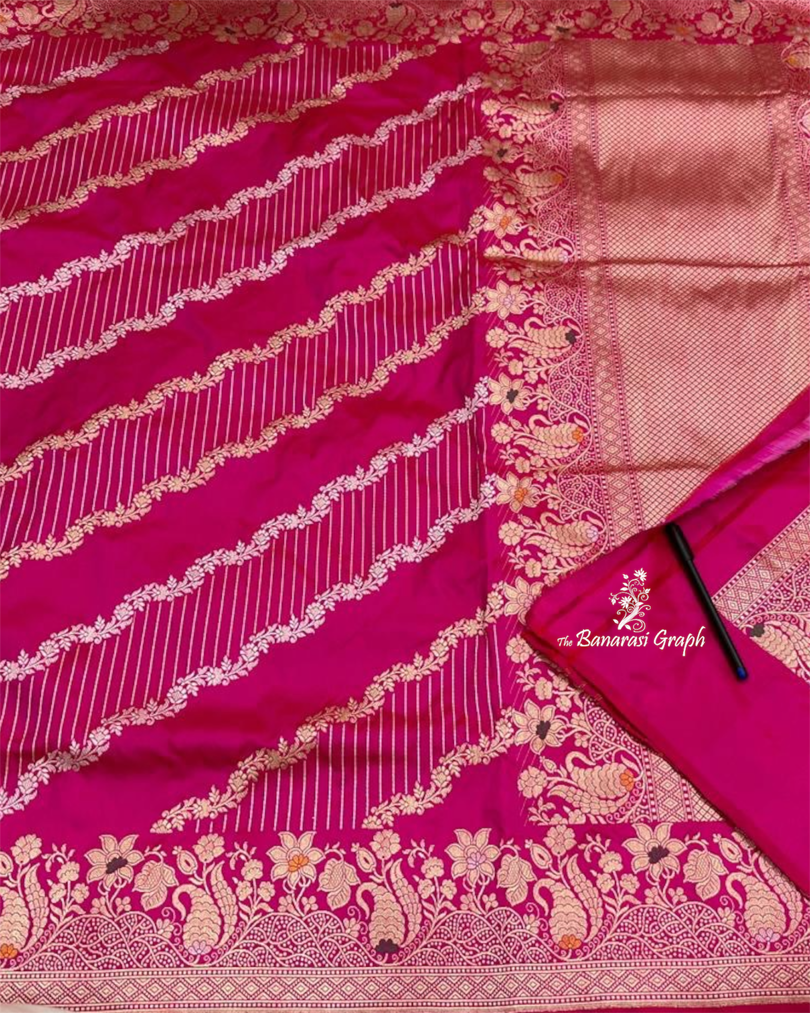 Pure Katan Handloom Silk - Kadhua Motifs Sona Rupa Work with Meenakari Banarasi Saree