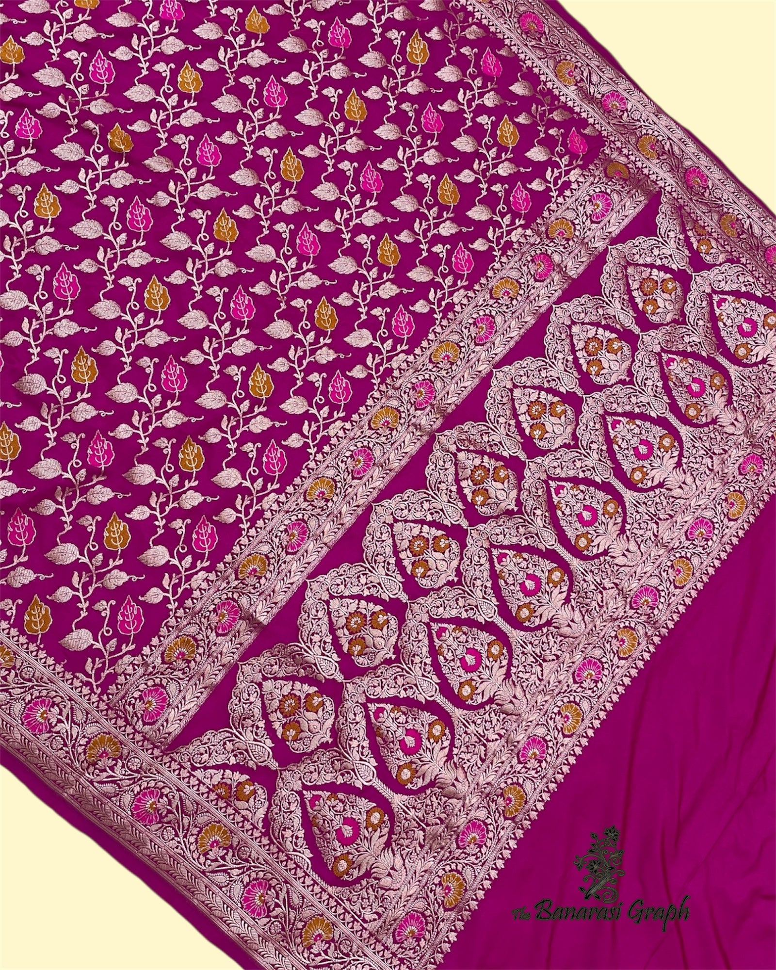 Premium Mashru Silk - All Over Jaal Work with Meenakari Banarasi Saree