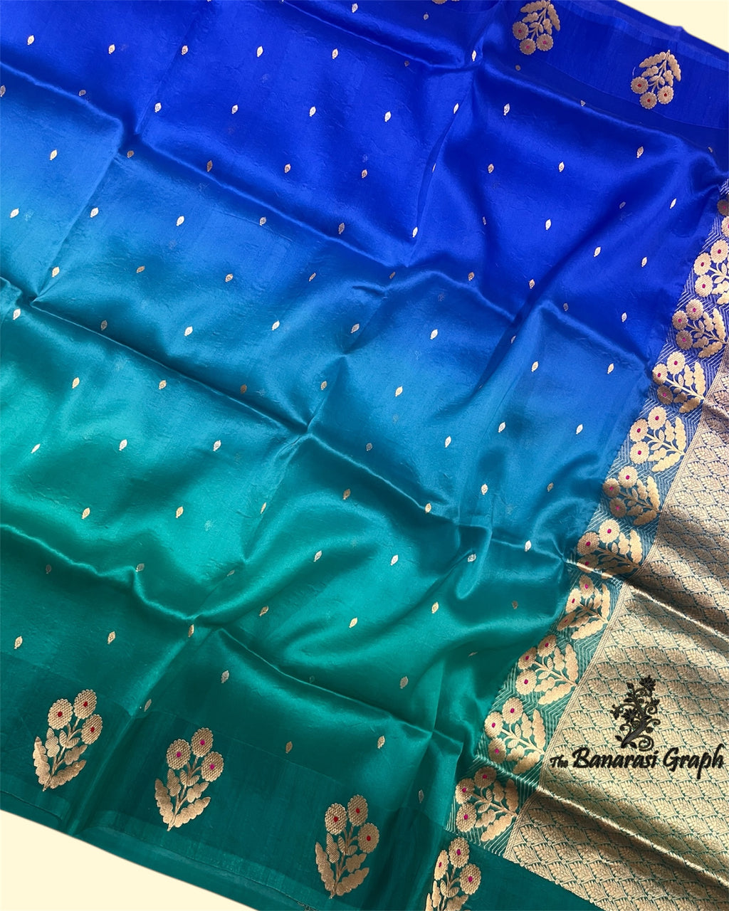 Dual Shade Pure Kora Handloom Silk - Kadhua Motifs with Meenakari Banarasi Saree