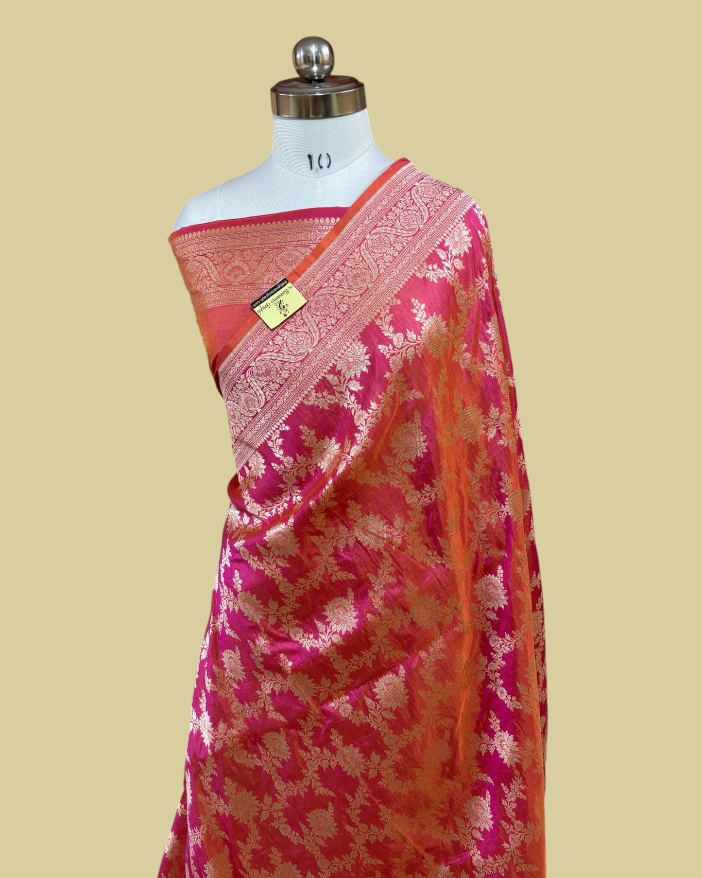 Shine Pink Pure Katan Uppada Handloom Silk - All Over Jaal Work Banarasi Saree