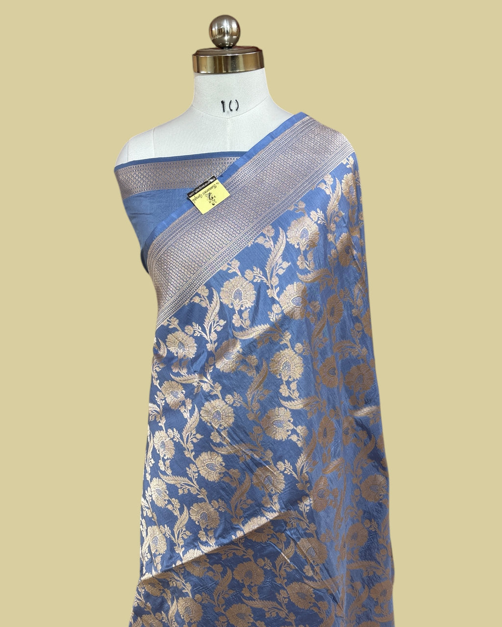 Grey Pure Katan Handloom Silk - All Over Jaal Work Banarasi Saree