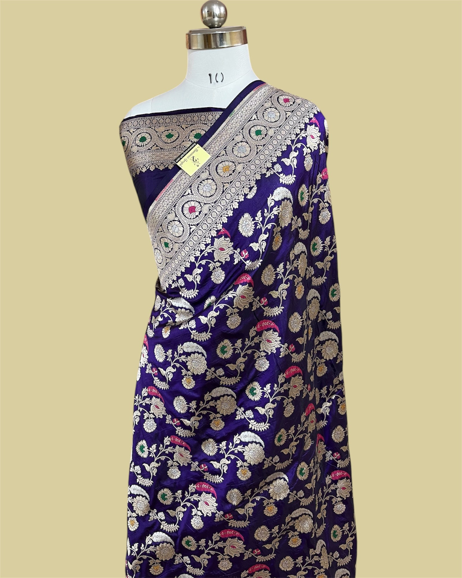 Dark Blue Pure Katan Handloom Silk - All Over Jaal Work With Tilfi Meenakari Banarasi Saree