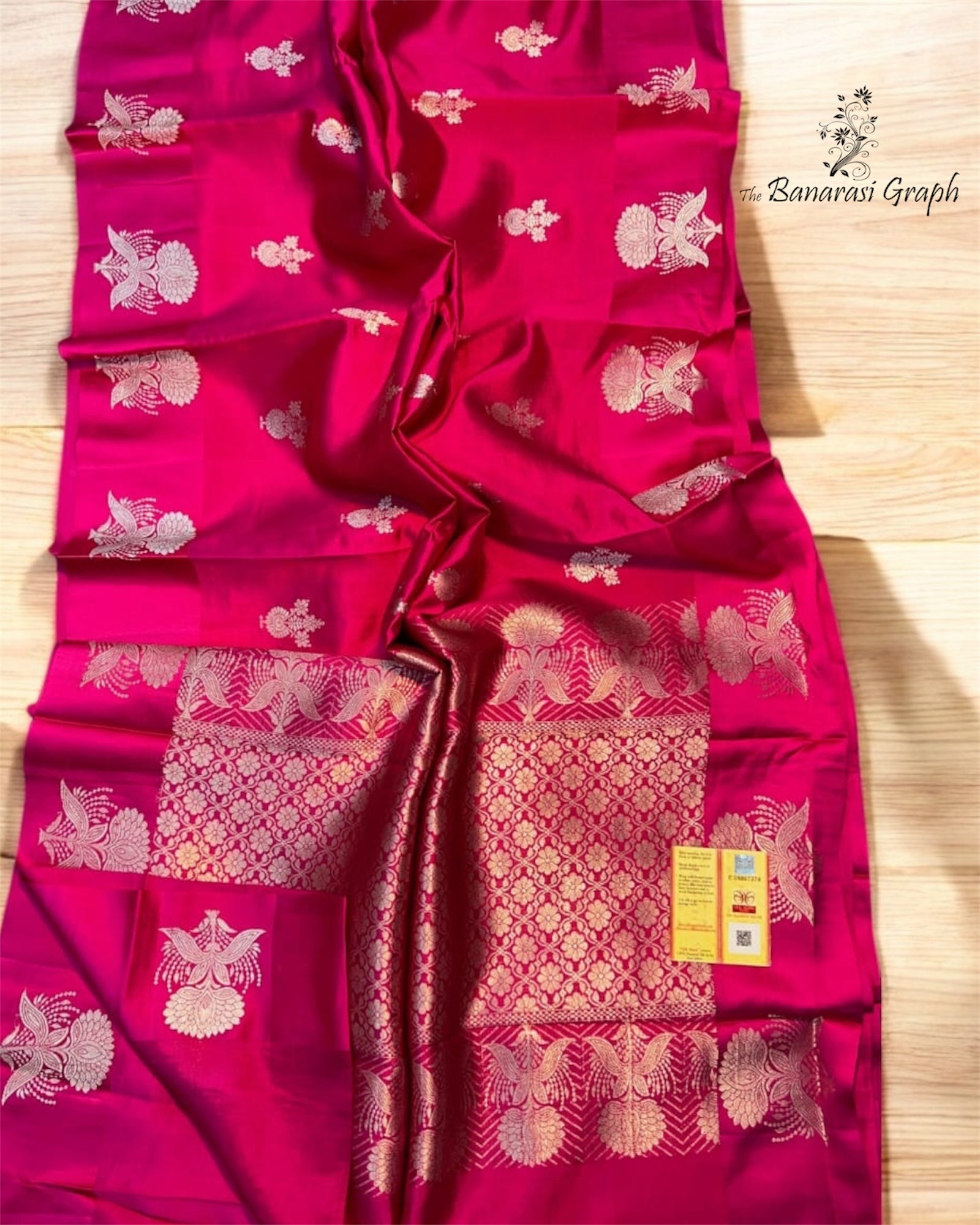 Hot Pink Pure Raw Mango Kadhua Handloom Silk - Banarasi Saree