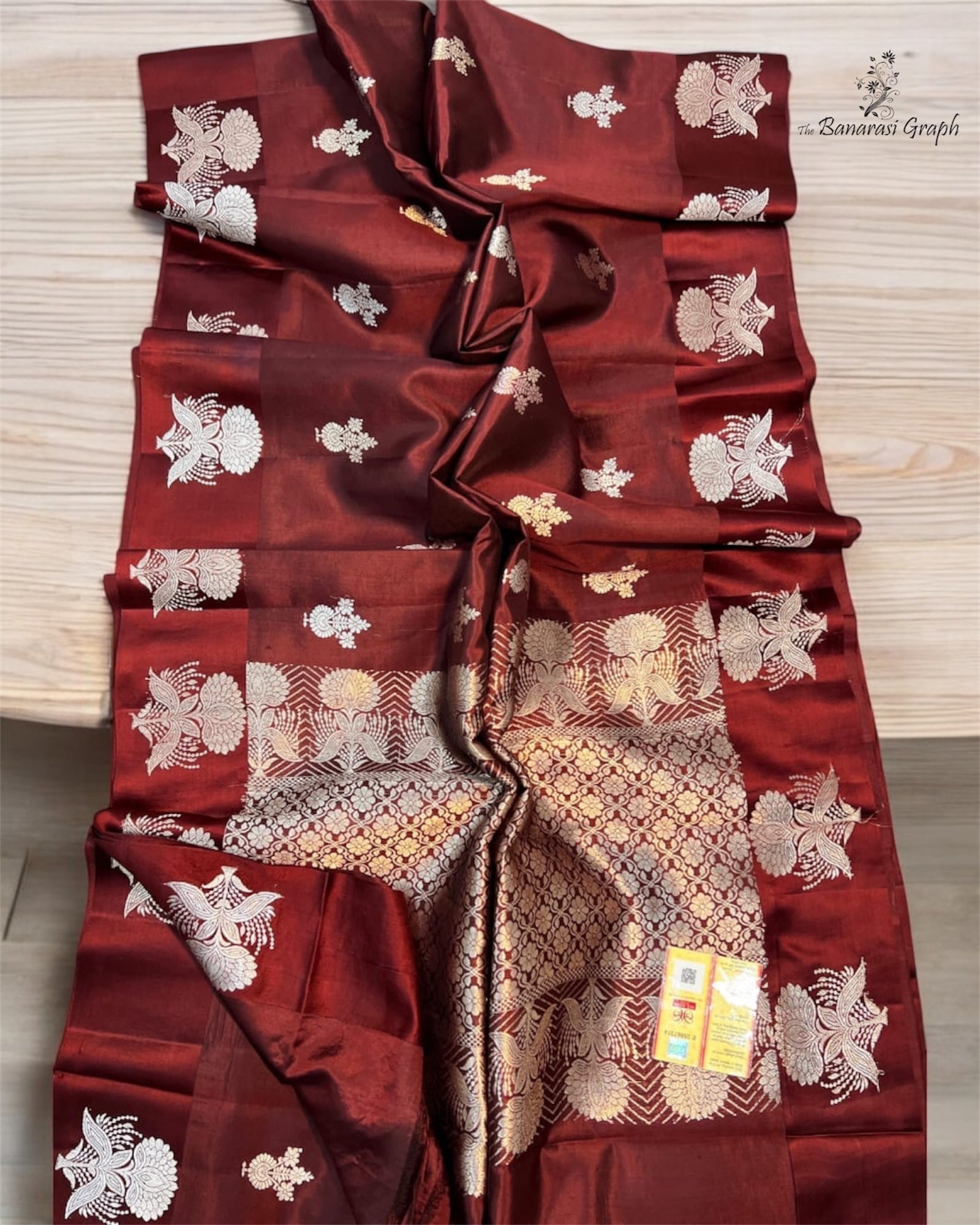Maroon Pure Raw Mango Handloom Silk - Banarasi Saree