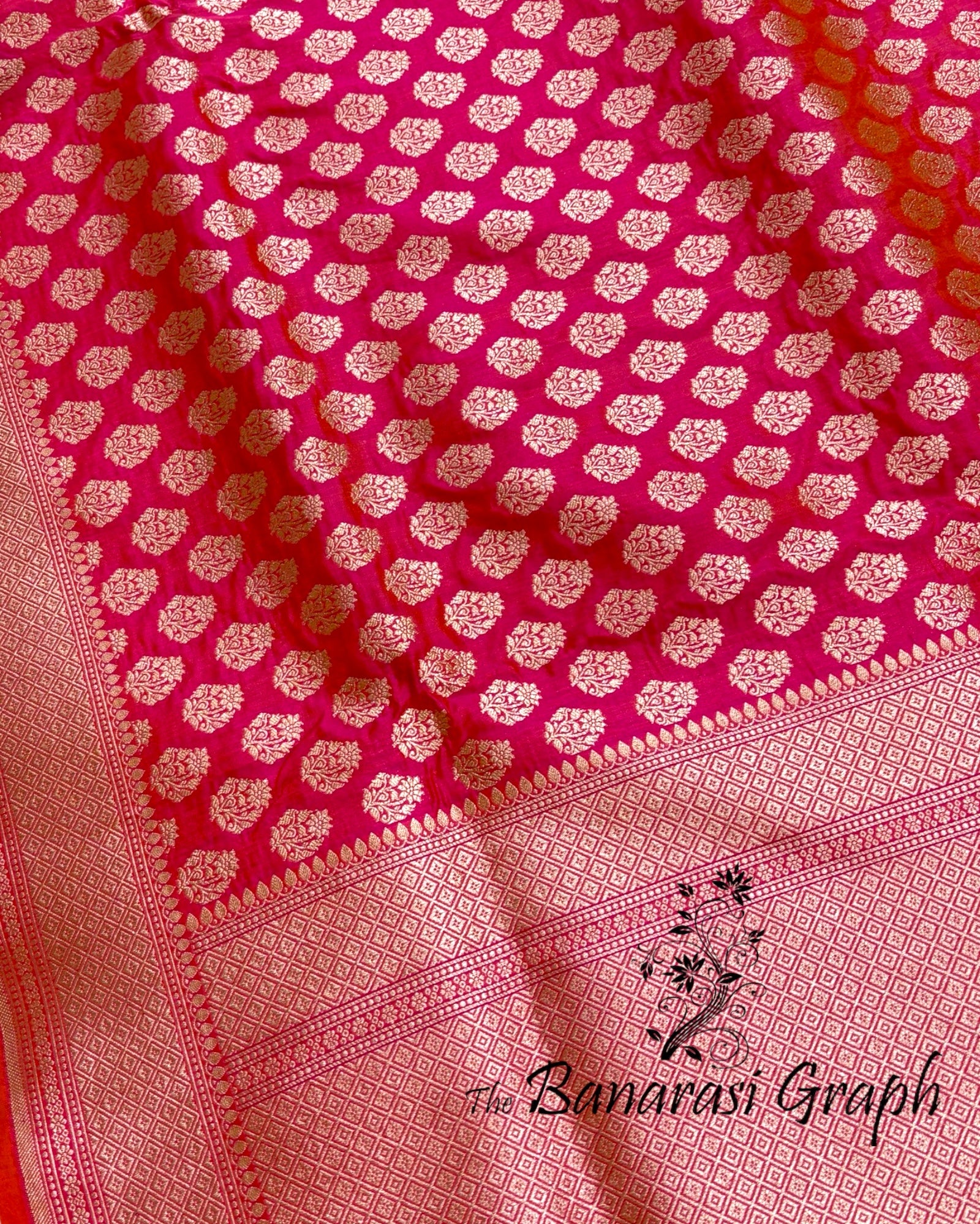 Pink Pure Katan Handloom Silk - All Over Booti Work Banarasi Saree