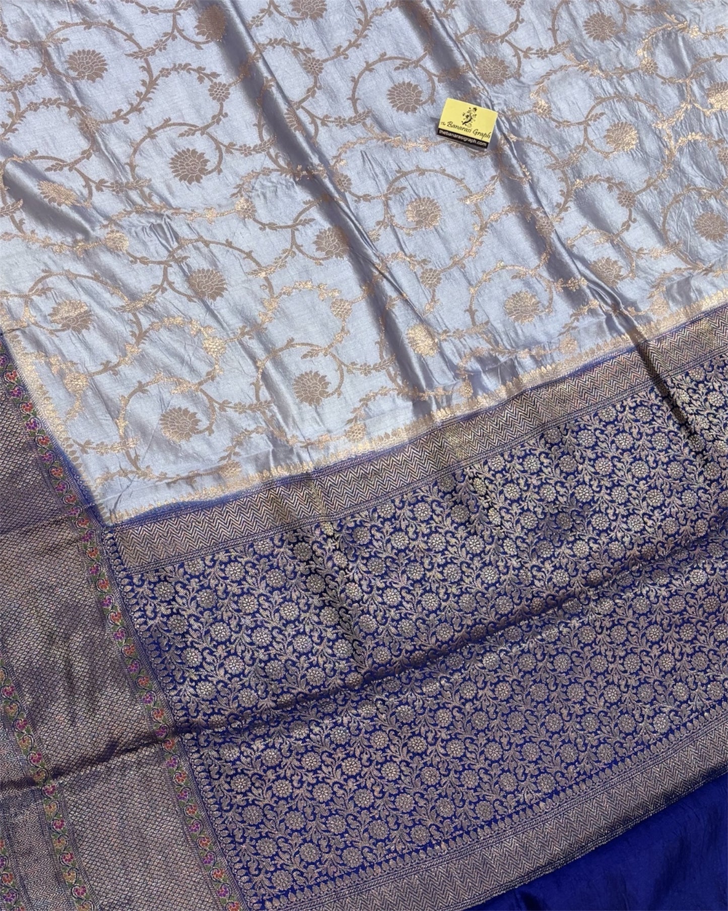 Grey Pure Chiniya Silk - All Over Jaal Work Banarasi Saree