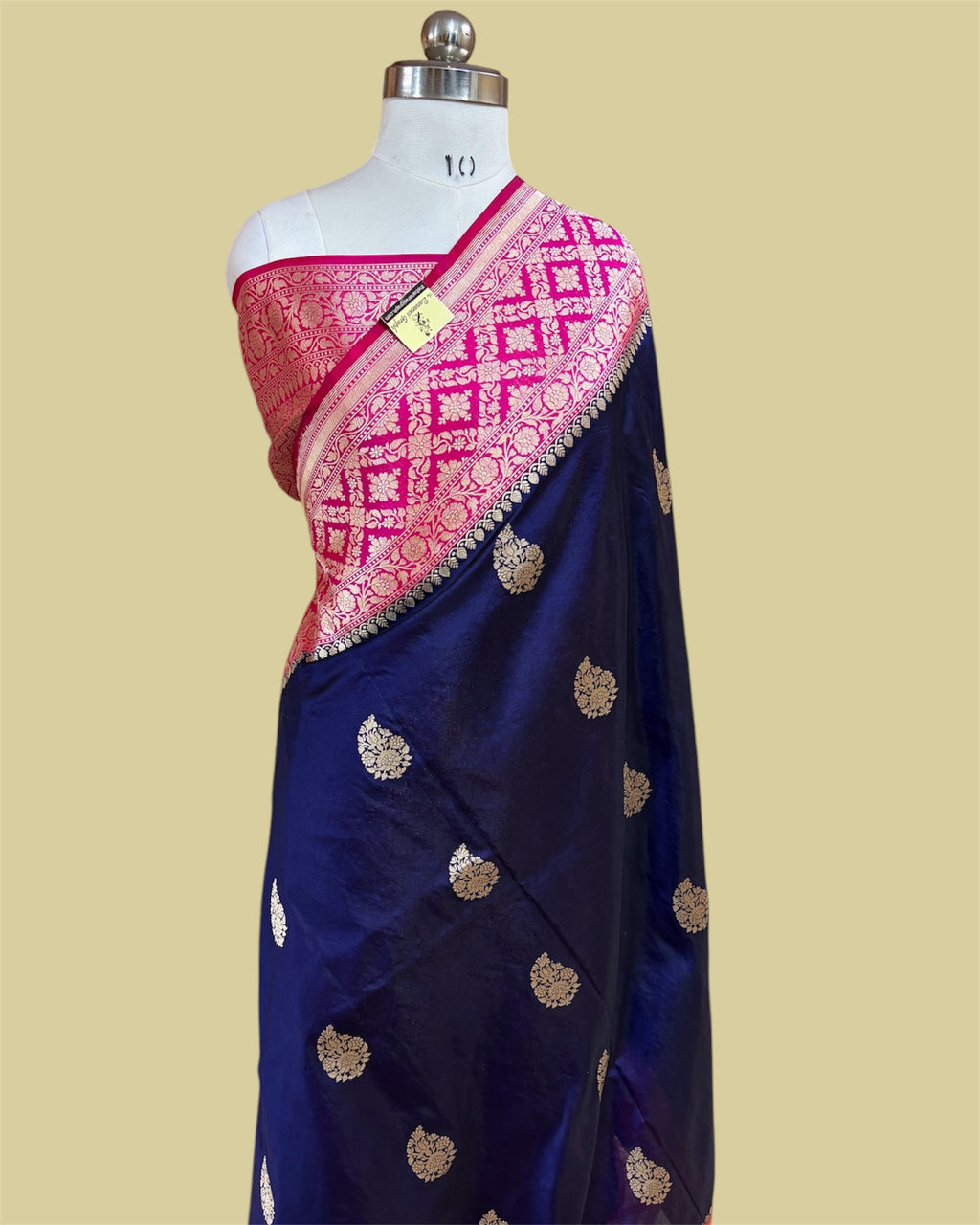 Dark Blue Pure Katan Handloom Silk - Kadhua Motifs All Over Boota Work Banarasi Saree