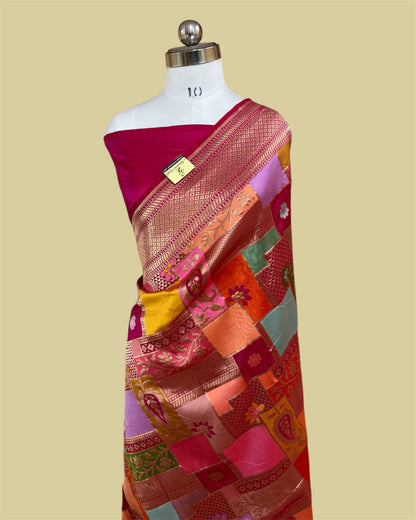 Ranghat Pure Katan Handloom Silk All Over Multi Colour Rangkat - Banarasi Saree