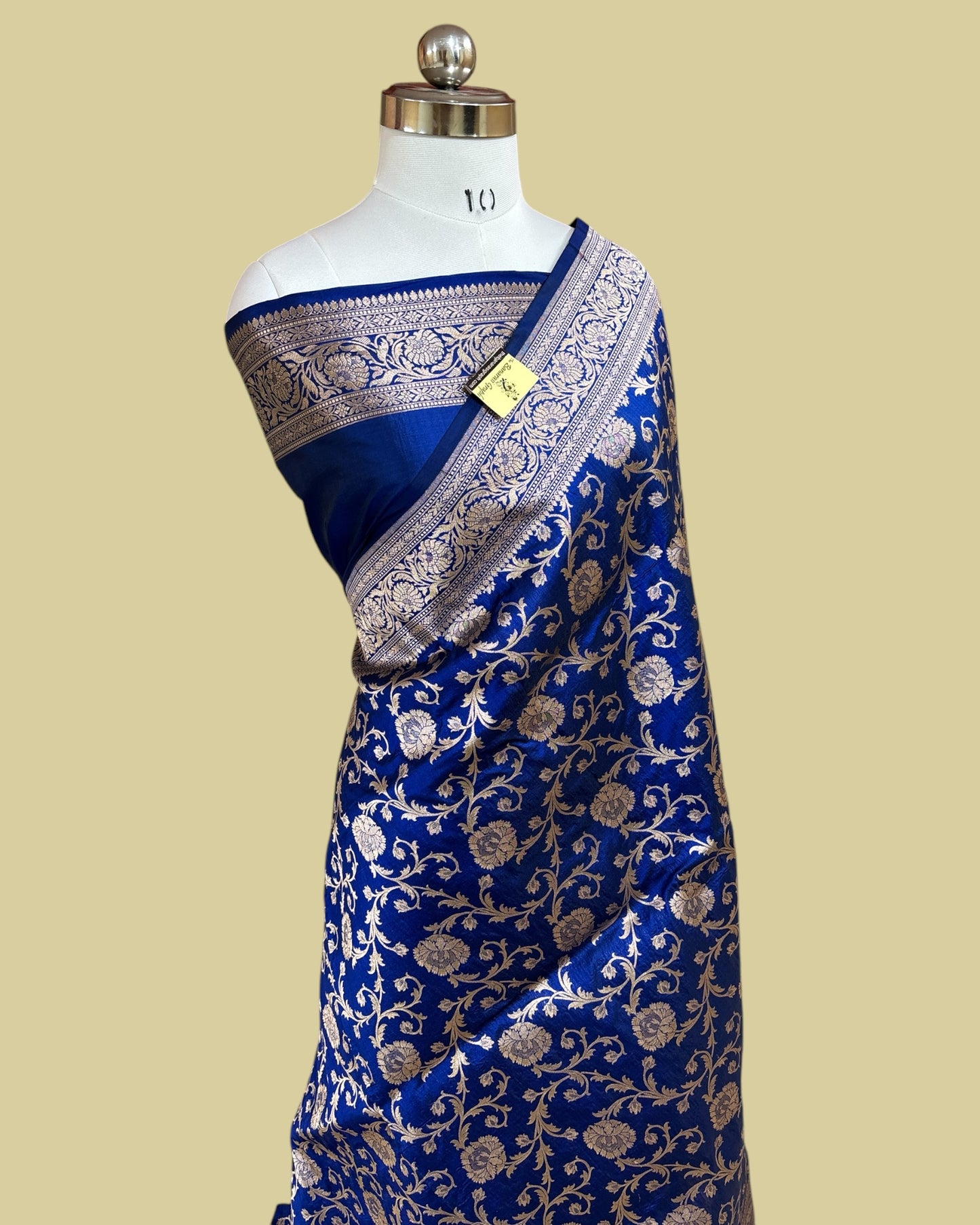 Royal Blue Pure Katan Uppada Handloom Silk - All Over Jaal Work Banarasi Saree