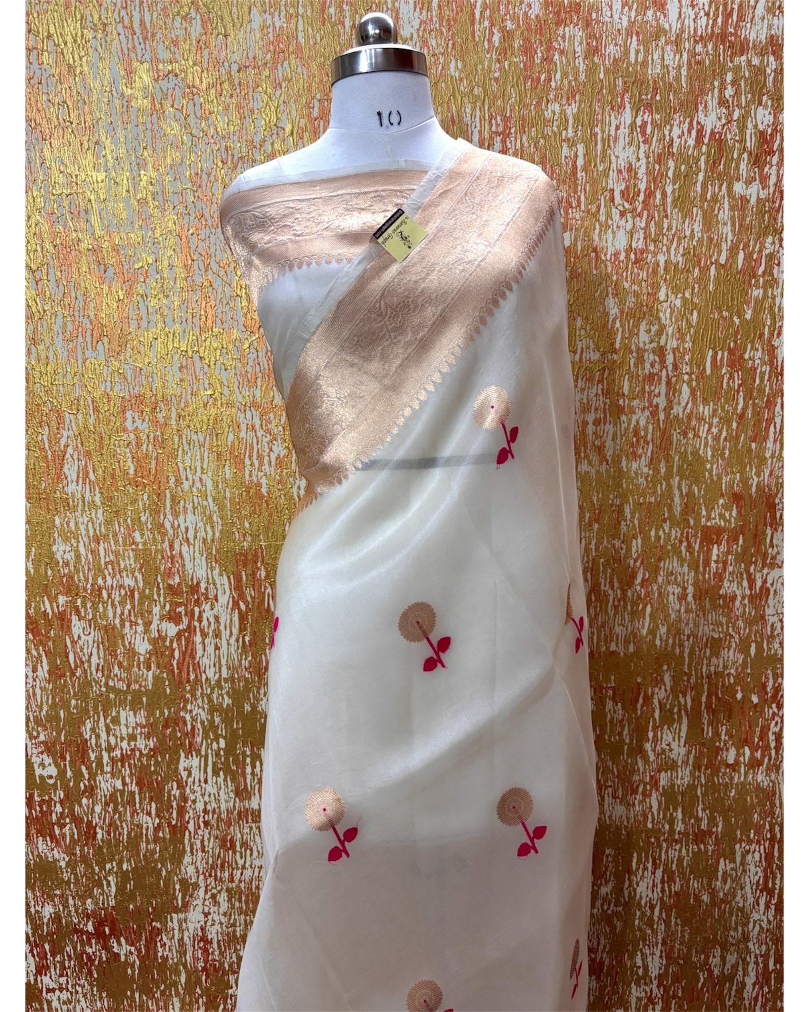 Pure Kora Handloom Silk - Kadhua Motifs Banarasi Saree