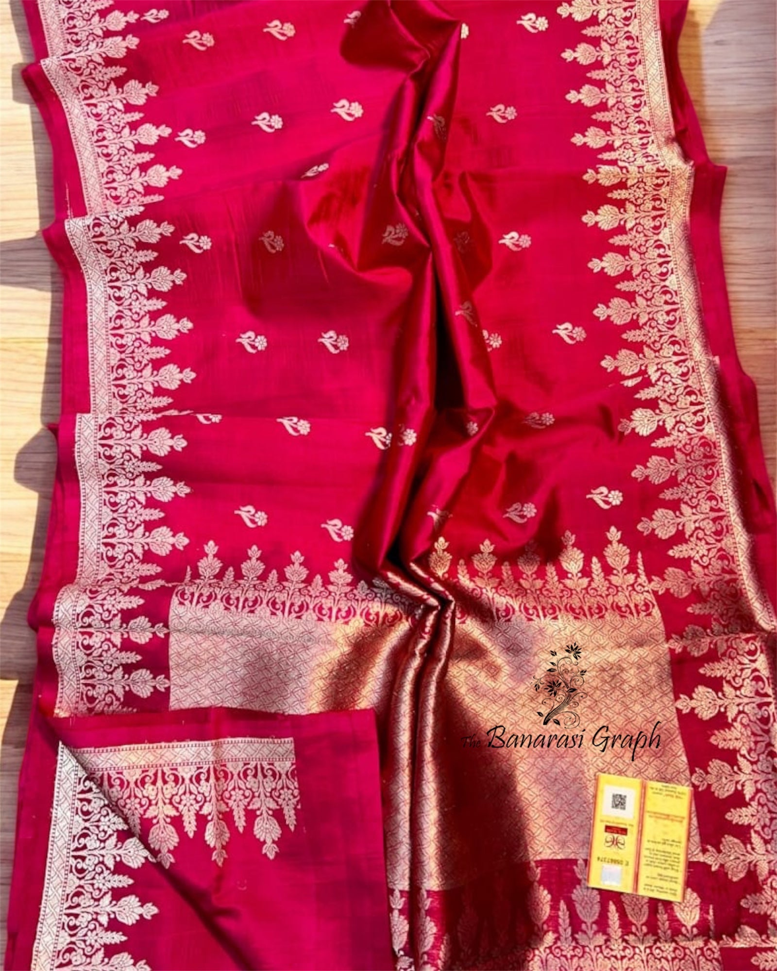 Hot Pink Pure Raw Mango Handloom Silk - Banarasi Saree