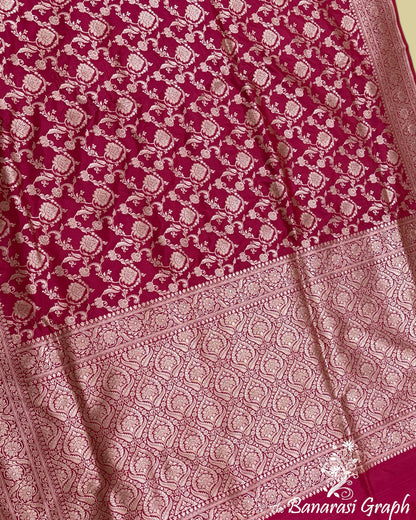 Red Pure Katan Handloom Silk - All Over Jaal Work Banarasi Saree