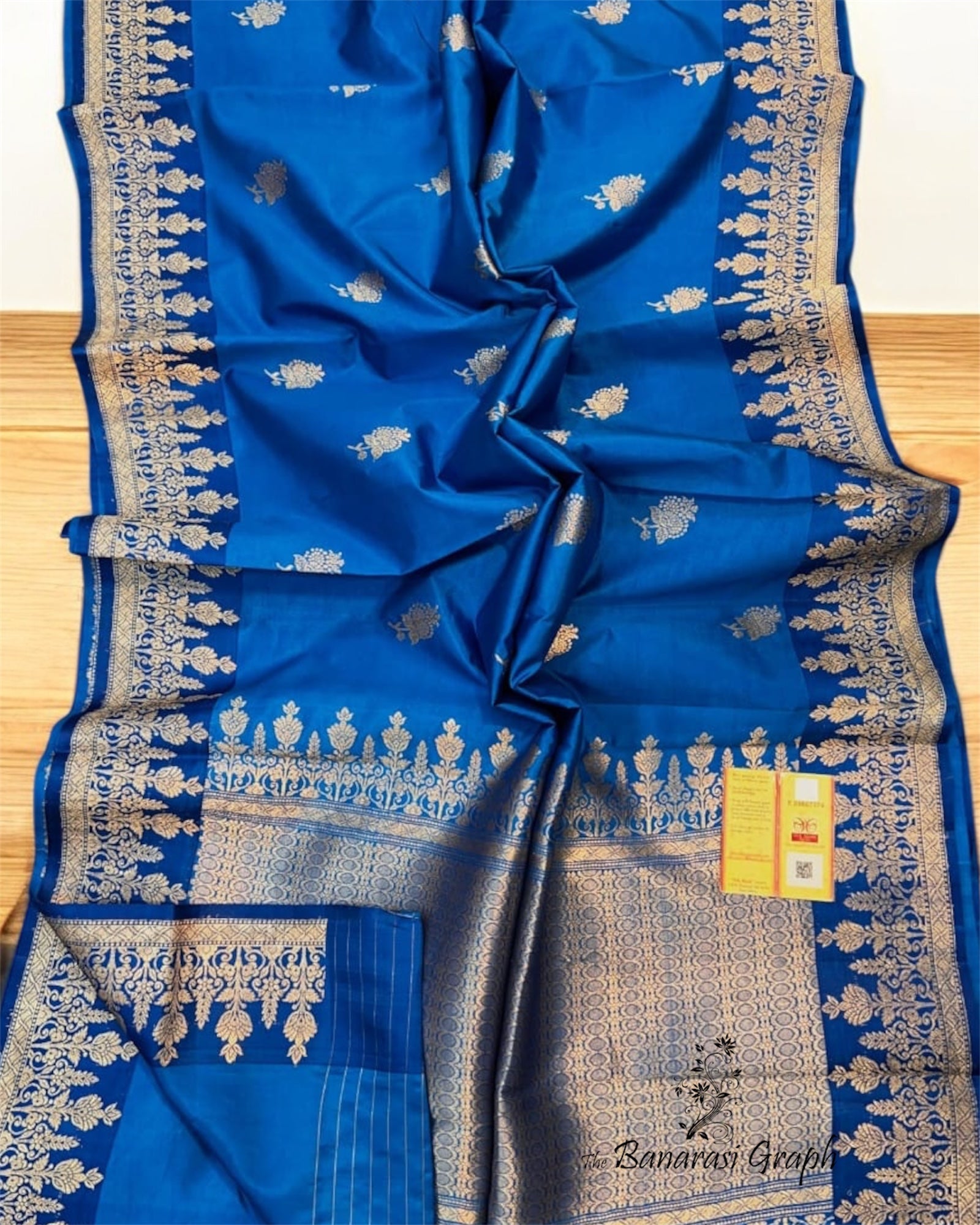 Royal Blue Pure Raw Mango Handloom Silk - Banarasi Saree
