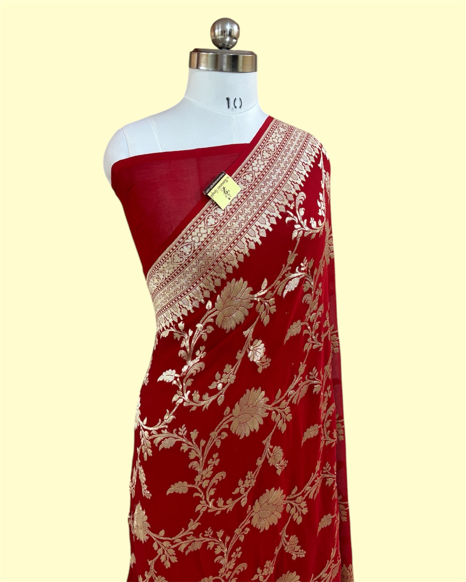 Khaddi Georgette Water Zari - All Over Jaal Work Pure Banarasi Saree