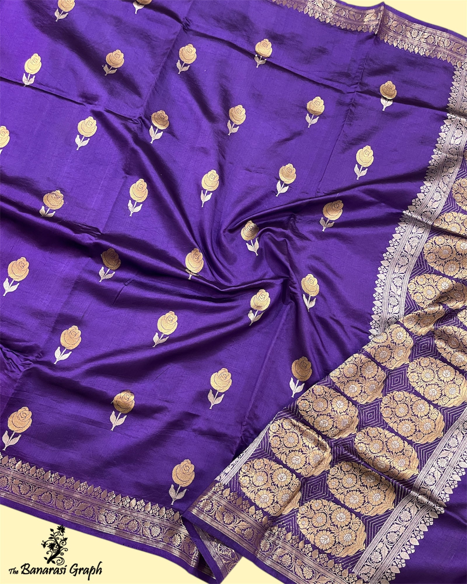 Pure Raw Mango Handloom Silk - Kadhua Motifs Sona Rupa Banarasi Saree
