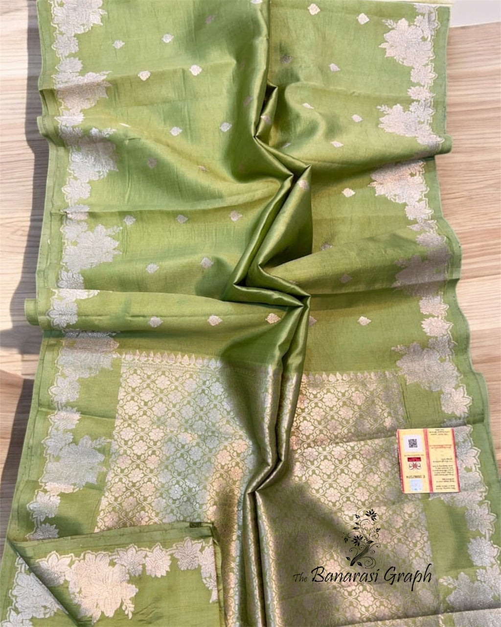 Pista Pure Raw Mango Kadhua Handloom Silk - Banarasi Saree