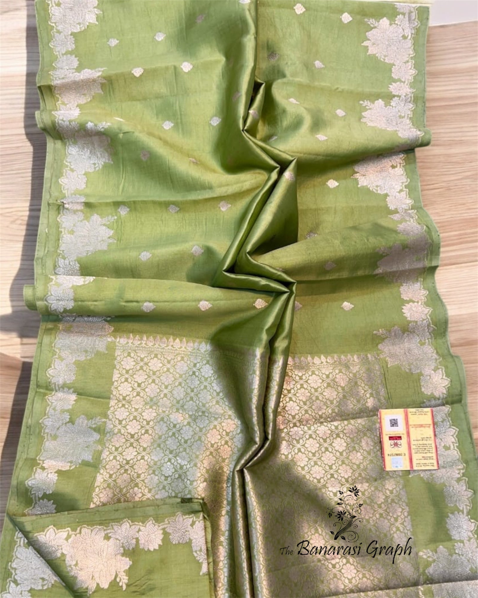 Pista Pure Raw Mango Kadhua Handloom Silk - Banarasi Saree