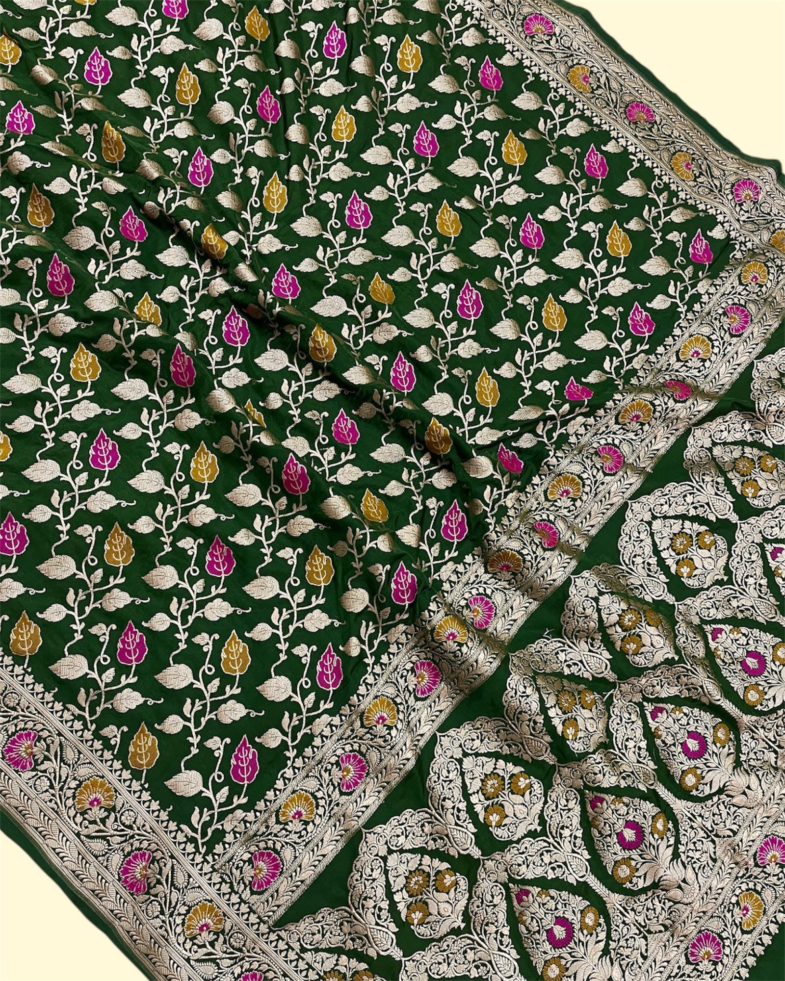 Premium Mashru Silk - All Over Jaal Work with Meenakari Banarasi Saree