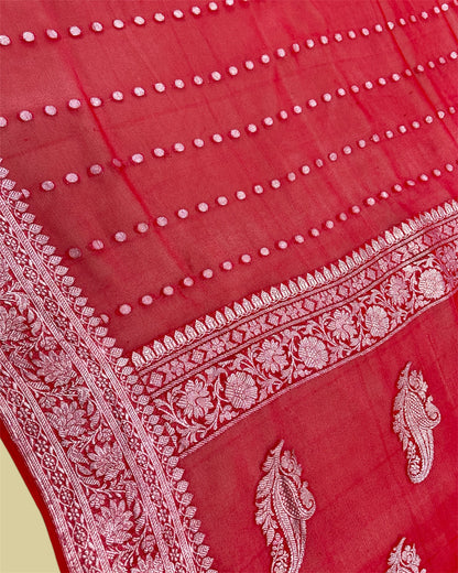 Pure Khaddi Georgette Silver Zari - Banarasi saree