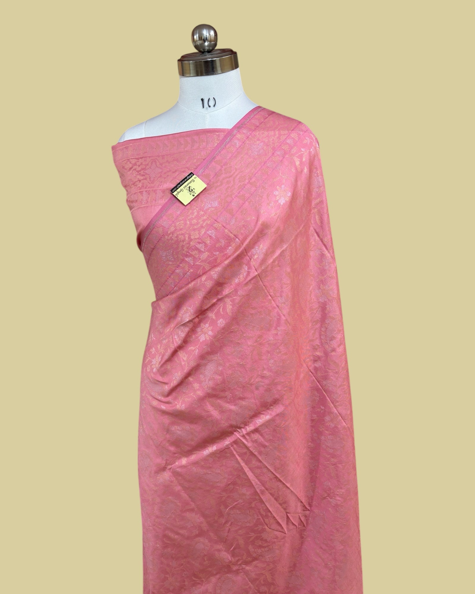 Pink Ektara Pure Katan Handloom Silk - All Over Sona Rupa Jaal Work Banarasi Saree