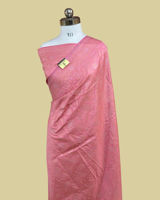 Pink Ektara Pure Katan Handloom Silk - Sona Rupa All Over Jaal Work Banarasi Saree