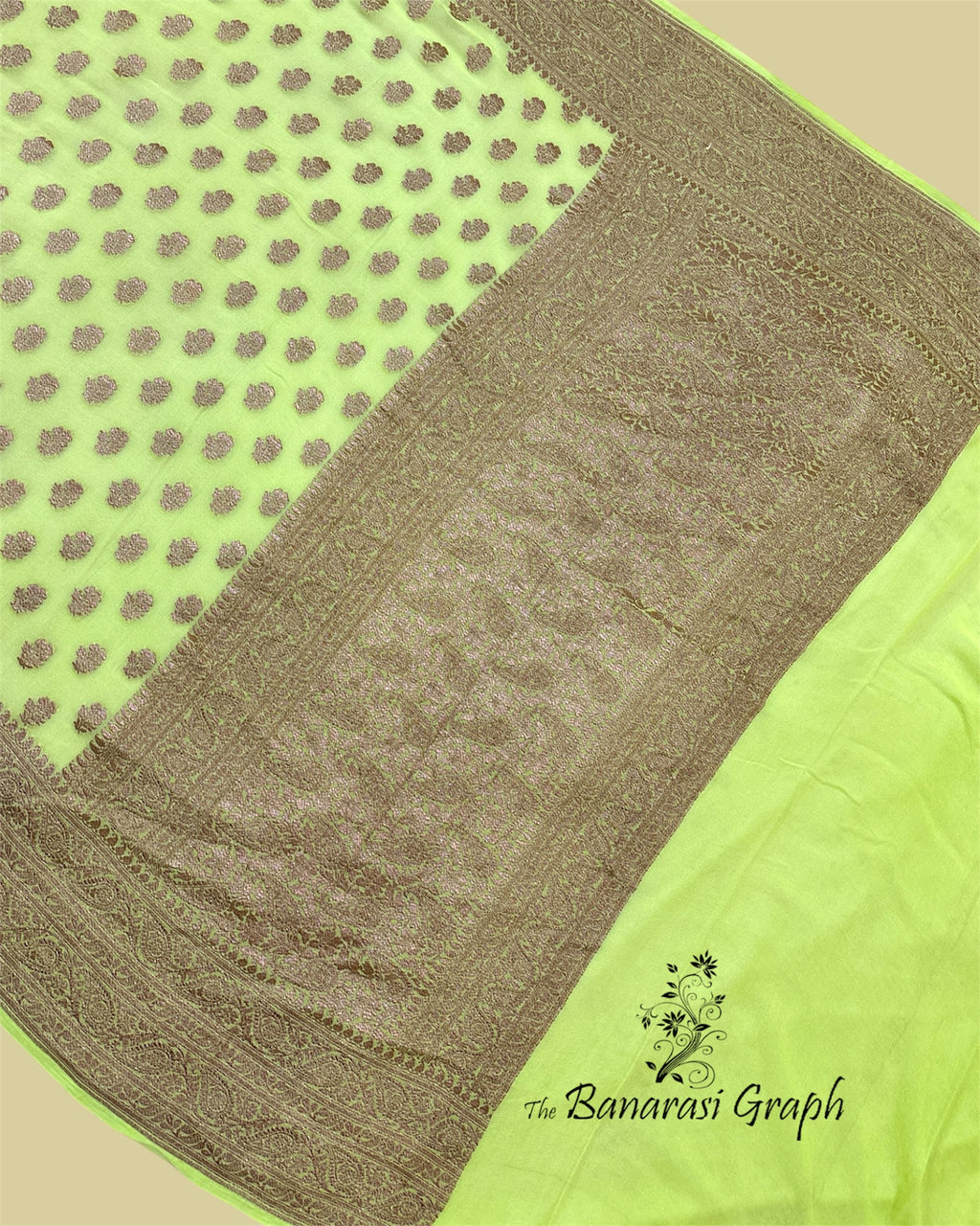 Light Green Khaddi Georgette Antique Zari - Pure Banarasi Saree