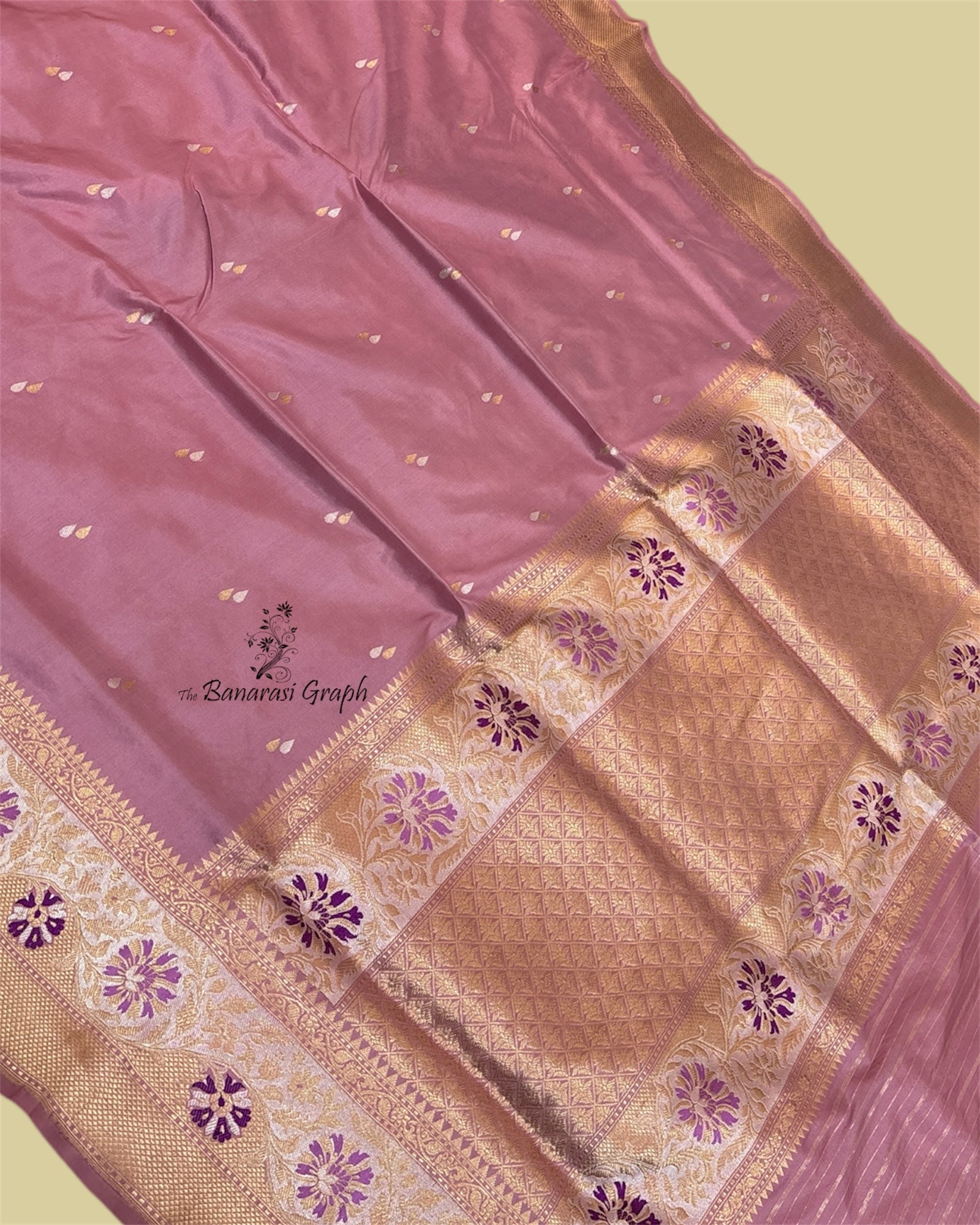 Pink Pure Katan Handloom Silk Kadhua Motifs with Meenakari - Banarasi Saree