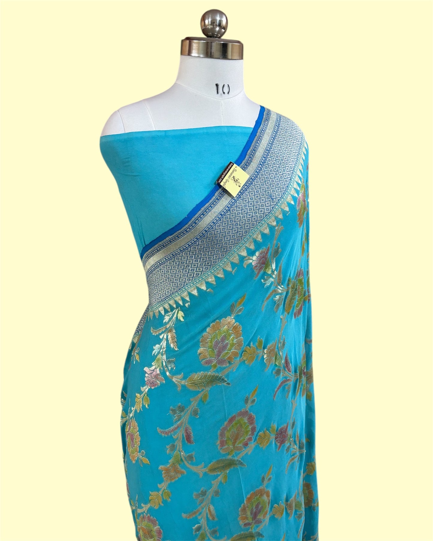 Pure Chiffon Georgette Water Zari Handloom - All Over Jaal Work with Meenakari Banarasi Saree