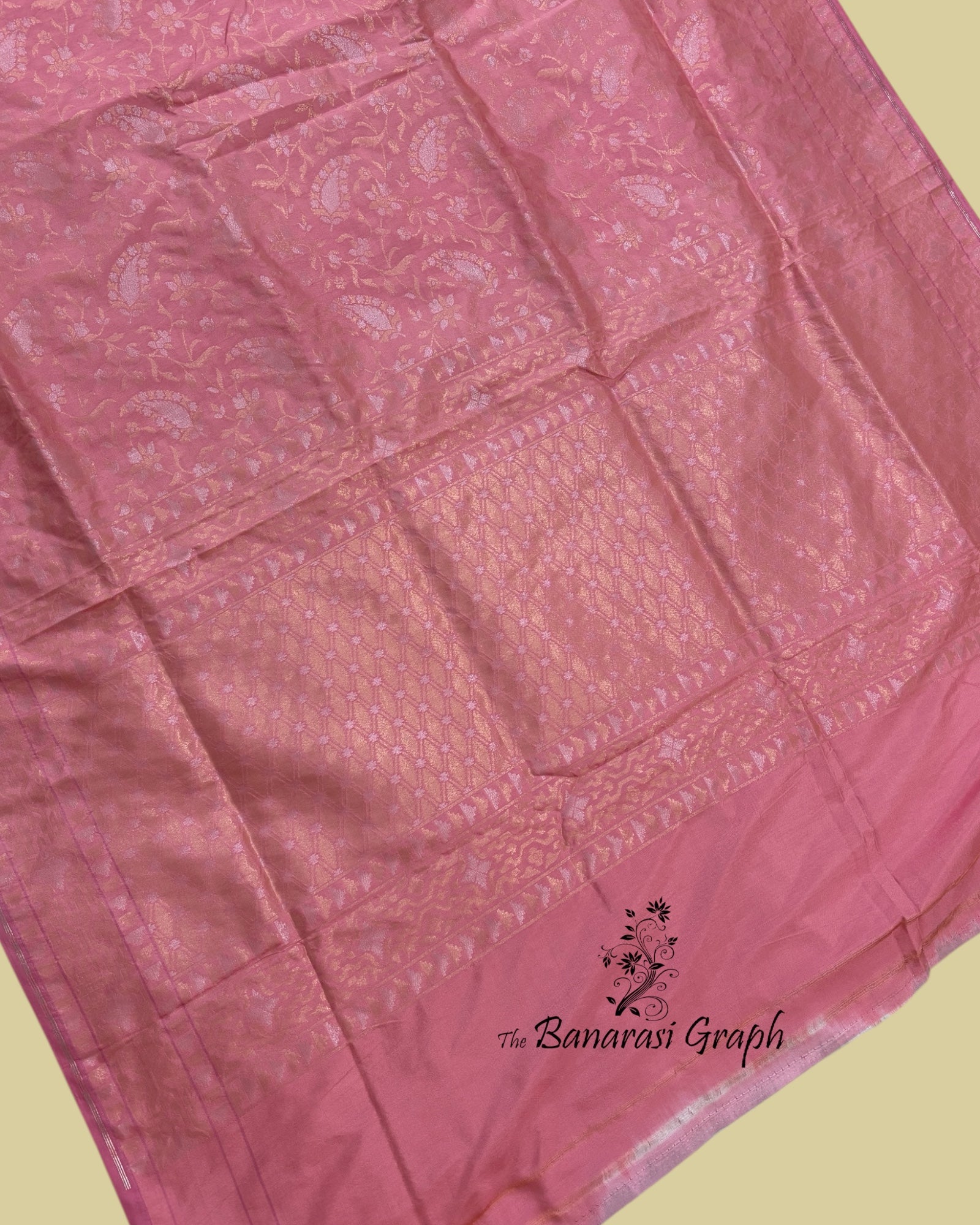 Pink Ektara Pure Katan Handloom Silk - All Over Sona Rupa Jaal Work Banarasi Saree