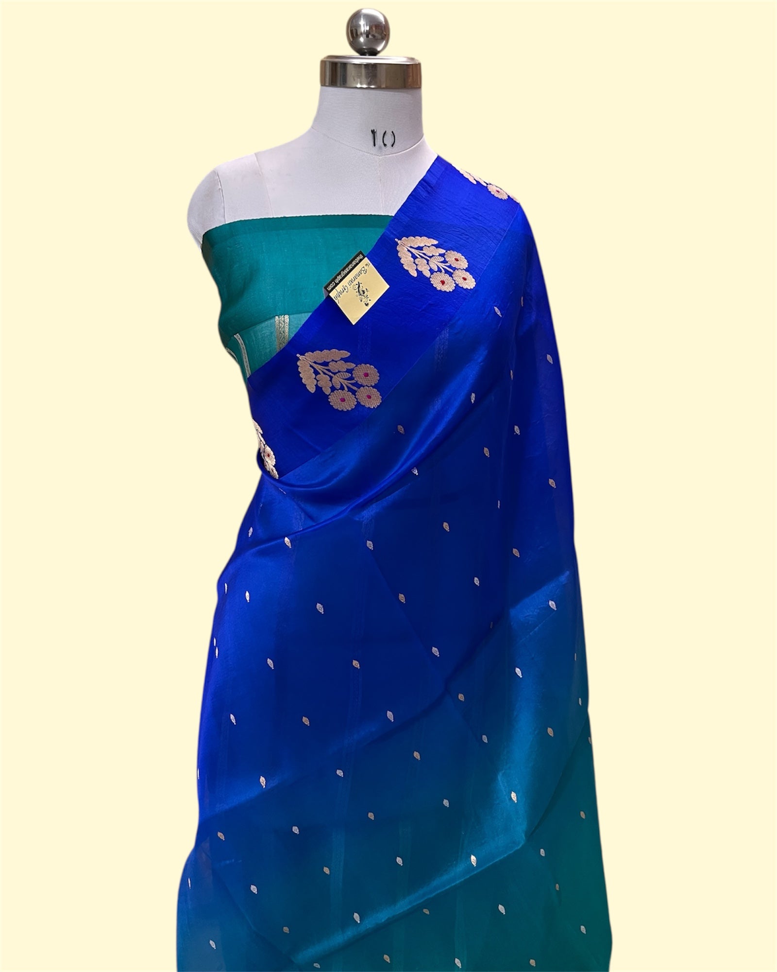 Dual Shade Pure Kora Handloom Silk - Kadhua Motifs with Meenakari Banarasi Saree