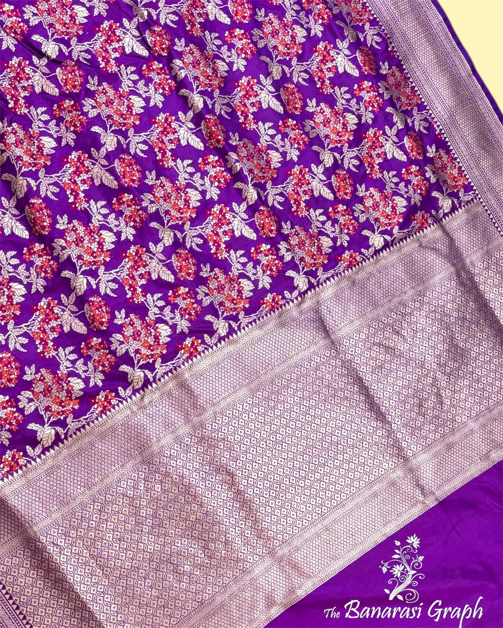 Majenta Pure Katan Handloom Silk - All Over Jaal Work With Meenakari Banarasi Saree