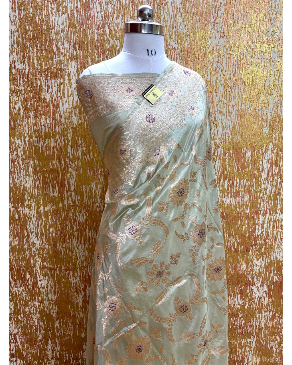 Pista Pure Katan Handloom - All Over Jaal Work Kadhua Motifs with Meenakari Banarasi Saree