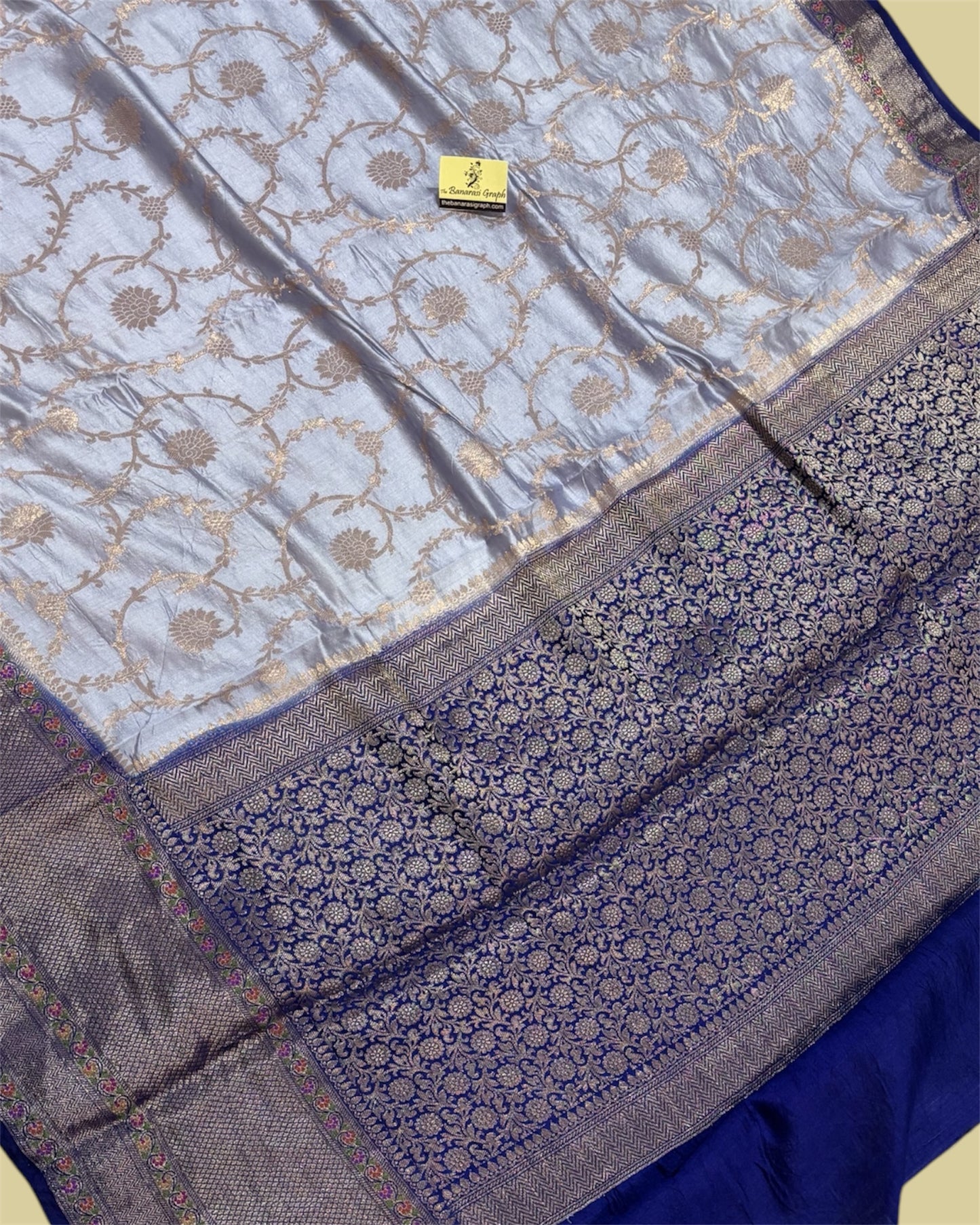 Grey Pure Chiniya Silk - All Over Jaal Work Banarasi Saree