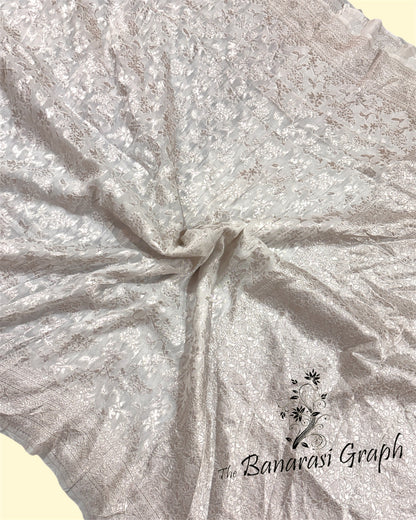 Pure Khaddi Chiffon Georgette - Water Zari All Over Jaal Work Banarasi Saree