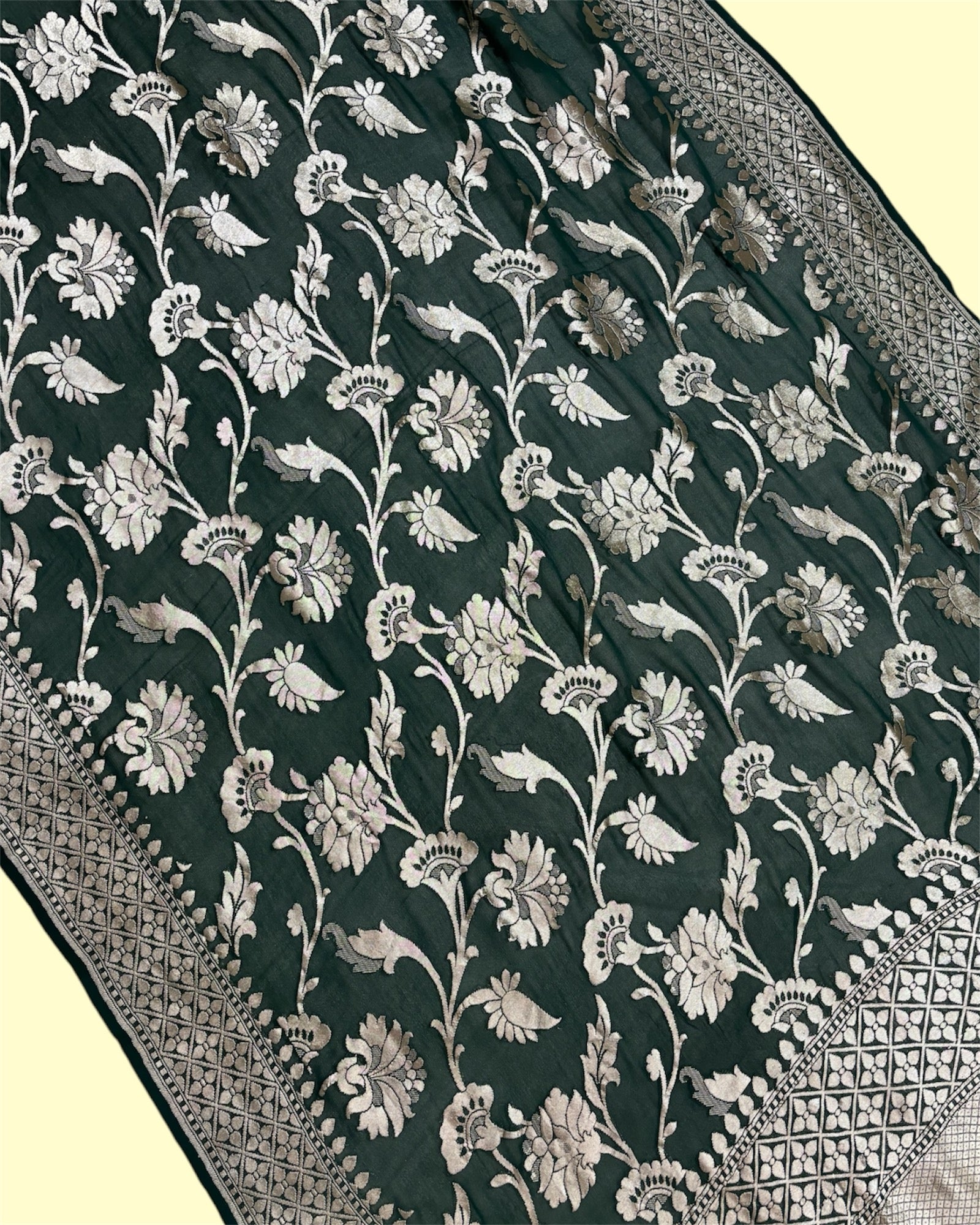 Khaddi Georgette Water Zari - All Over Jaal Work Pure Banarasi Saree