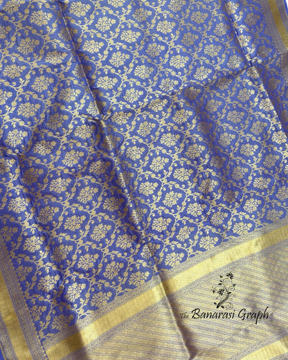 Blue Pure Katan Uppada Handloom Silk - All Over Jaal Work Banarasi Saree