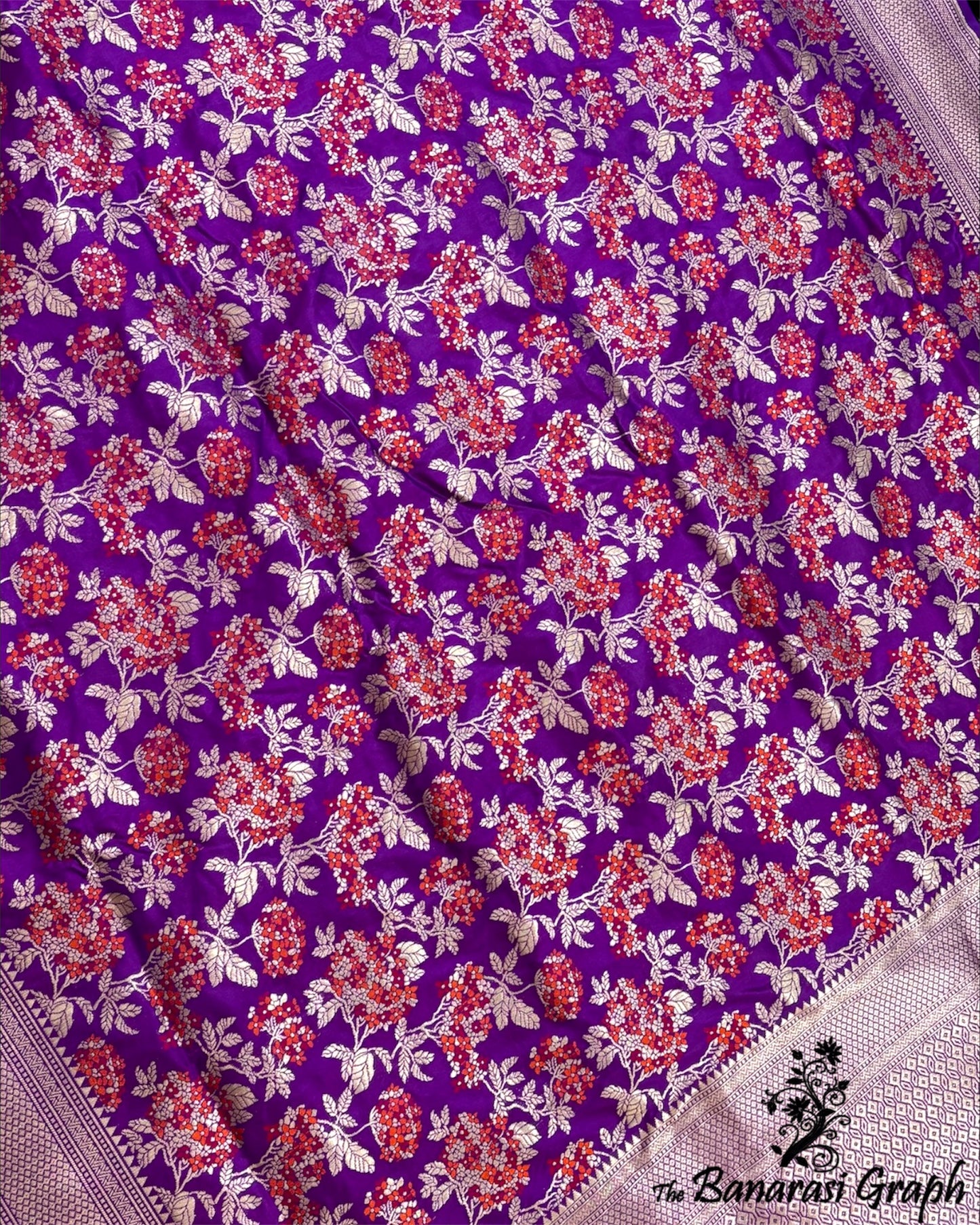 Majenta Pure Katan Handloom Silk - All Over Jaal Work With Meenakari Banarasi Saree