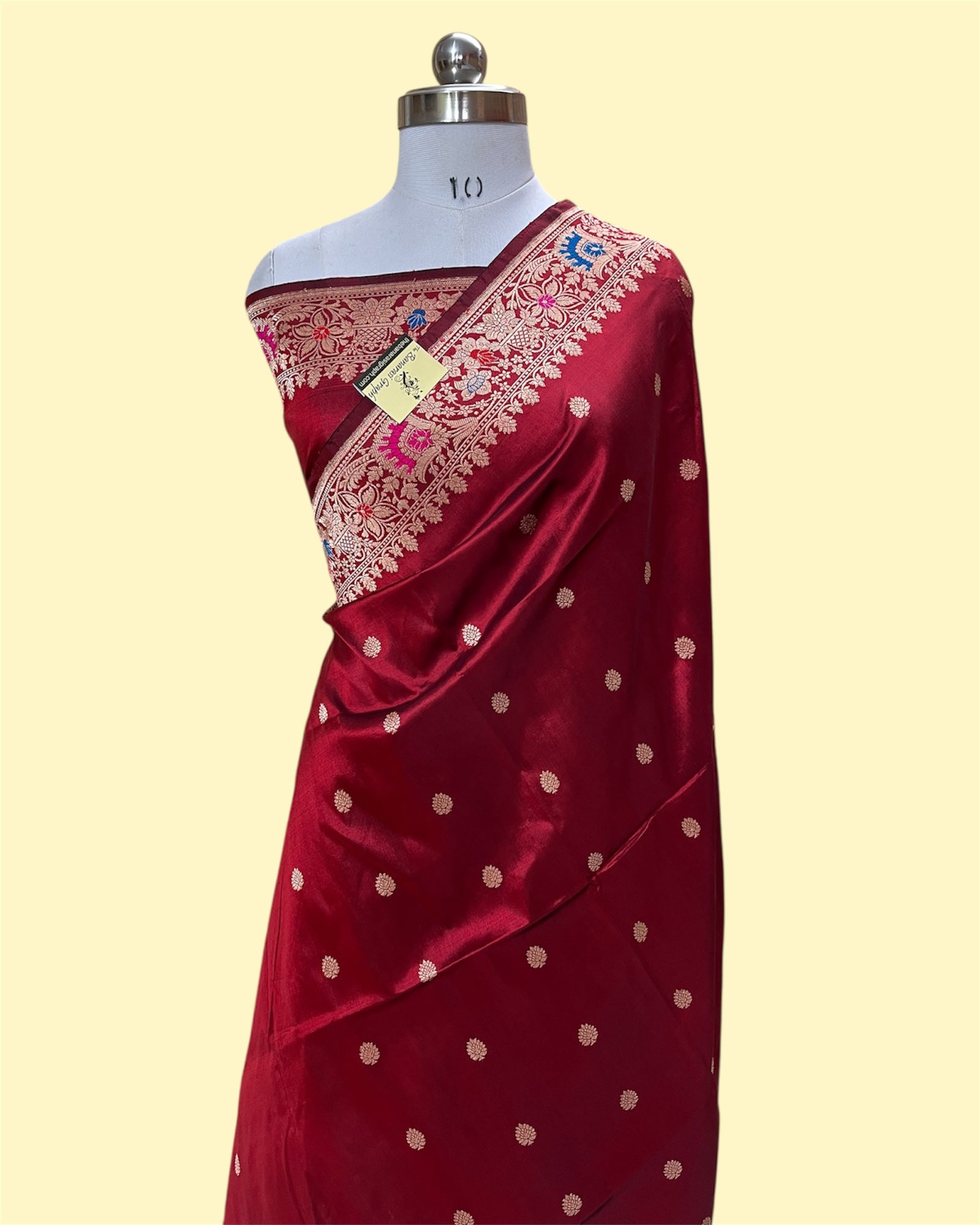 Maroon Pure Katan Handloom Silk - Kadhua Motifs with Meenakari Banarasi Saree