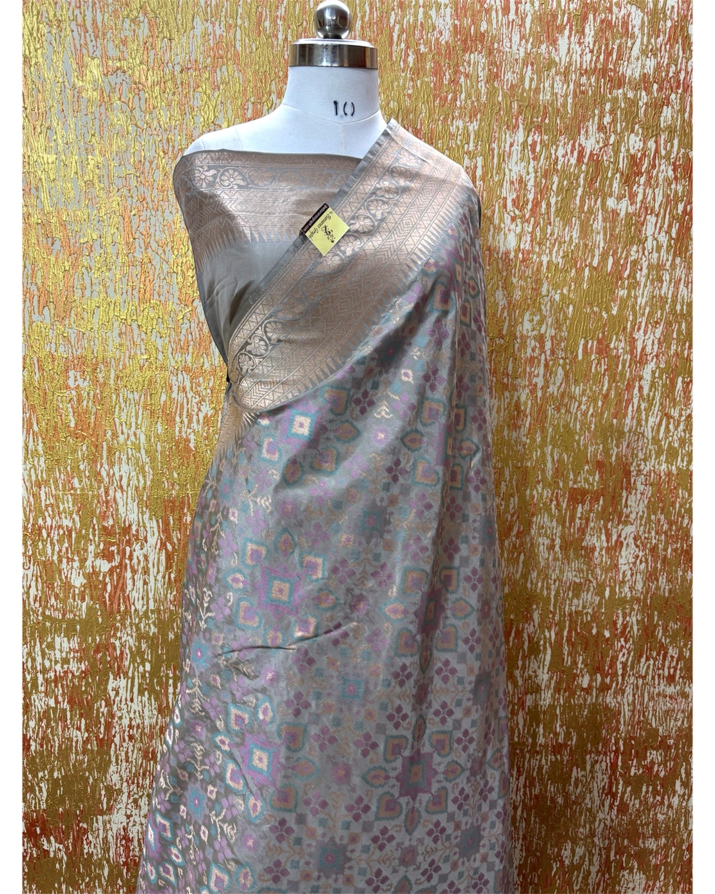 Grey Pure Katan Handloom Silk - All Over Jaal Work With Meenakari Banarasi Saree
