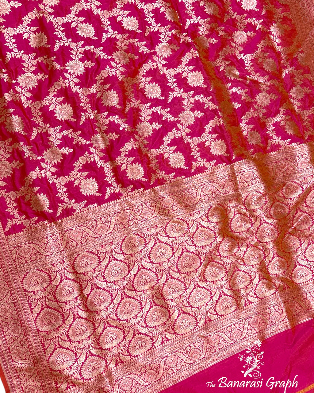Shine Pink Pure Katan Handloom Silk - All Over Jaal Work Banarasi Saree