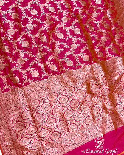 Shine Pink Pure Katan Uppada Handloom Silk - All Over Jaal Work Banarasi Saree