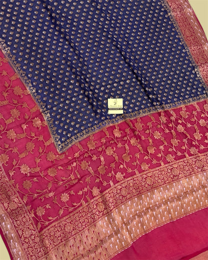 Pure Khaddi Chiffon Reshmi Zari - Banarasi Saree