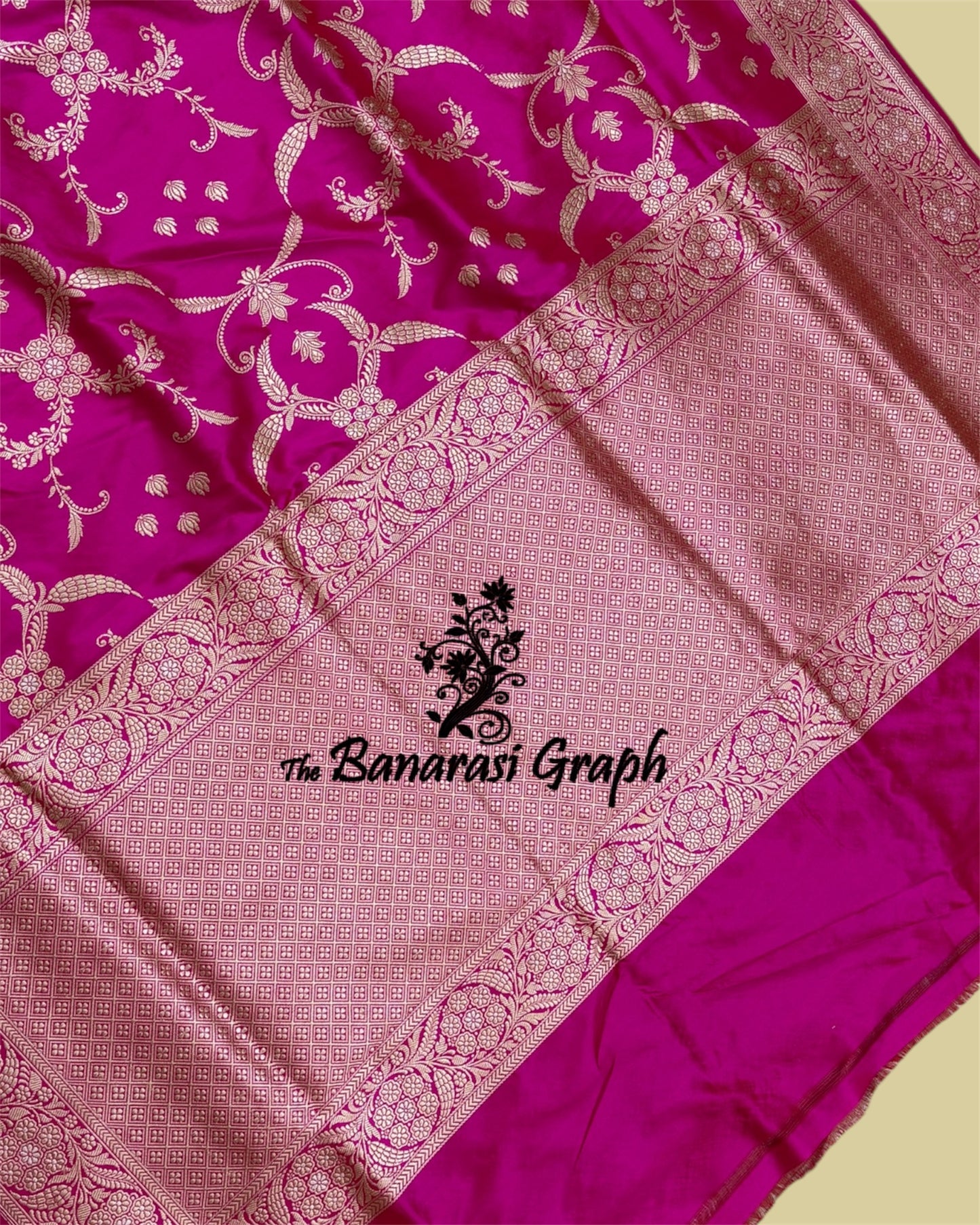 Shine Pink Pure Katan Handloom Kadhua Silk - All Over Jaal Work Banarasi Saree