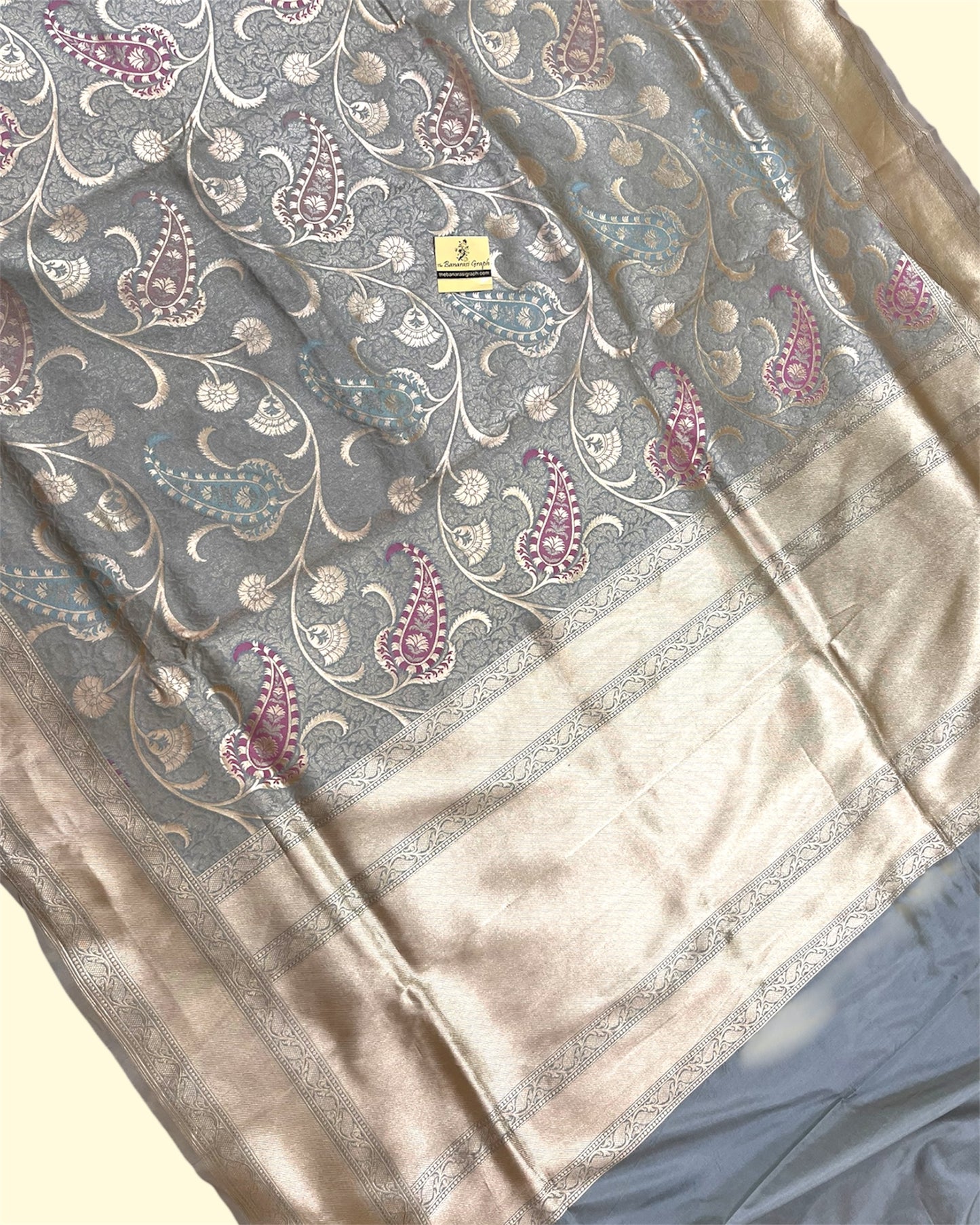 Pure Katan Handloom Silk - All over Jaal Work with Meenakari Banarasi Saree